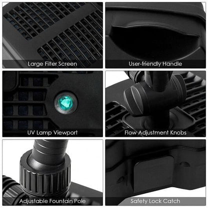 All-in-One 660 GPH Pond Filter Pump with Sterilizer and Fountain Jet-1