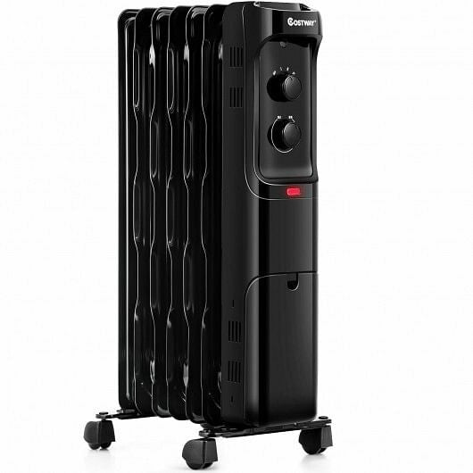 1500W Oil Filled Portable Radiator Space Heater with Adjustable Thermostat-White-9