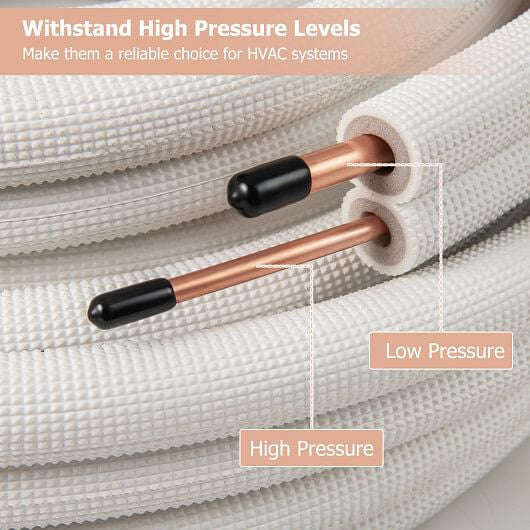 50 Feet Mini Split Line Set with 1/4 Inch and 3/8 Inch O.D. Copper Pipes Tubing-3