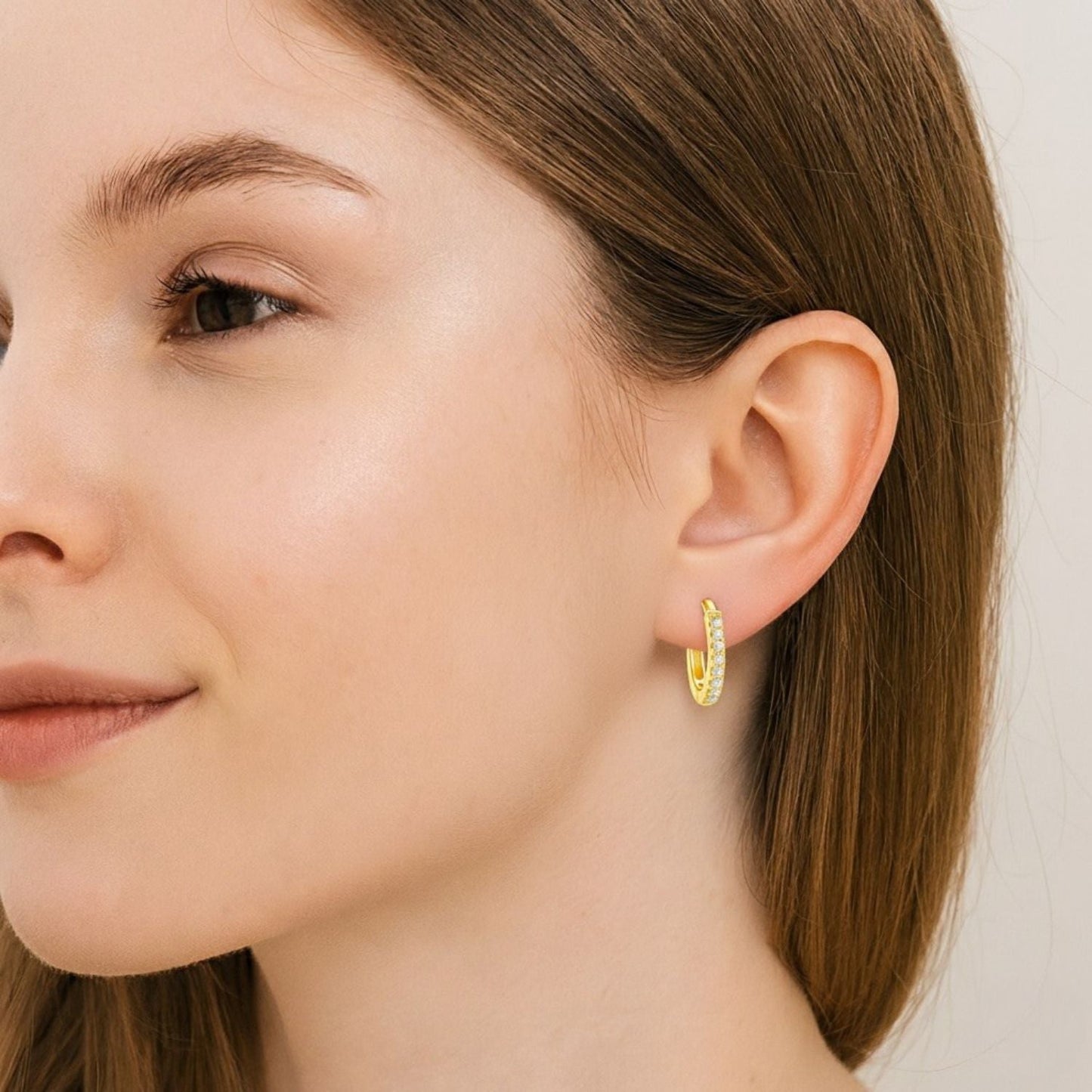 Classic Pavé Hoop Earrings – Sterling Silver Gold Plated-1