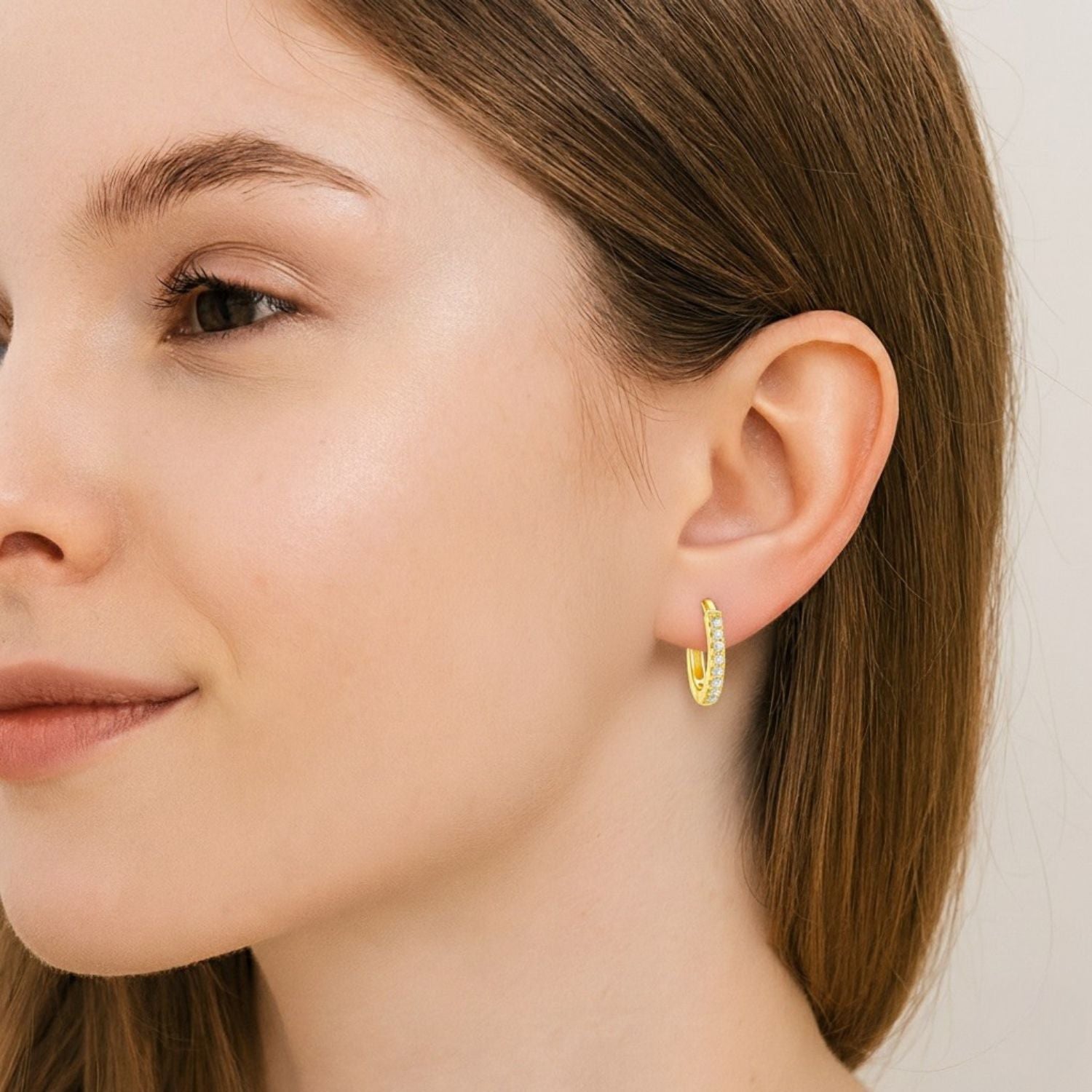 Classic Pavé Hoop Earrings – Sterling Silver Gold Plated-1