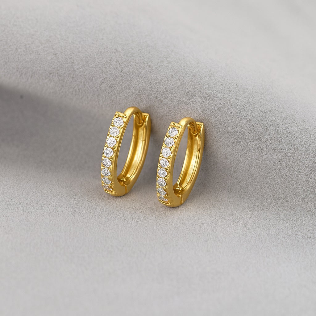 Classic Pavé Hoop Earrings – Sterling Silver Gold Plated-2