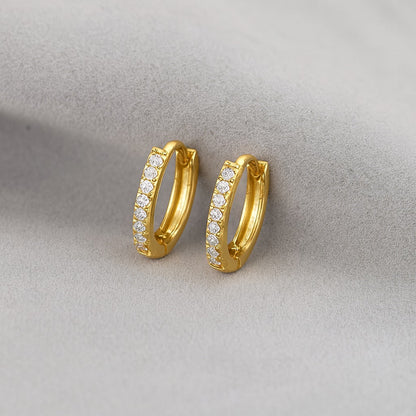 Classic Pavé Hoop Earrings – Sterling Silver Gold Plated-2