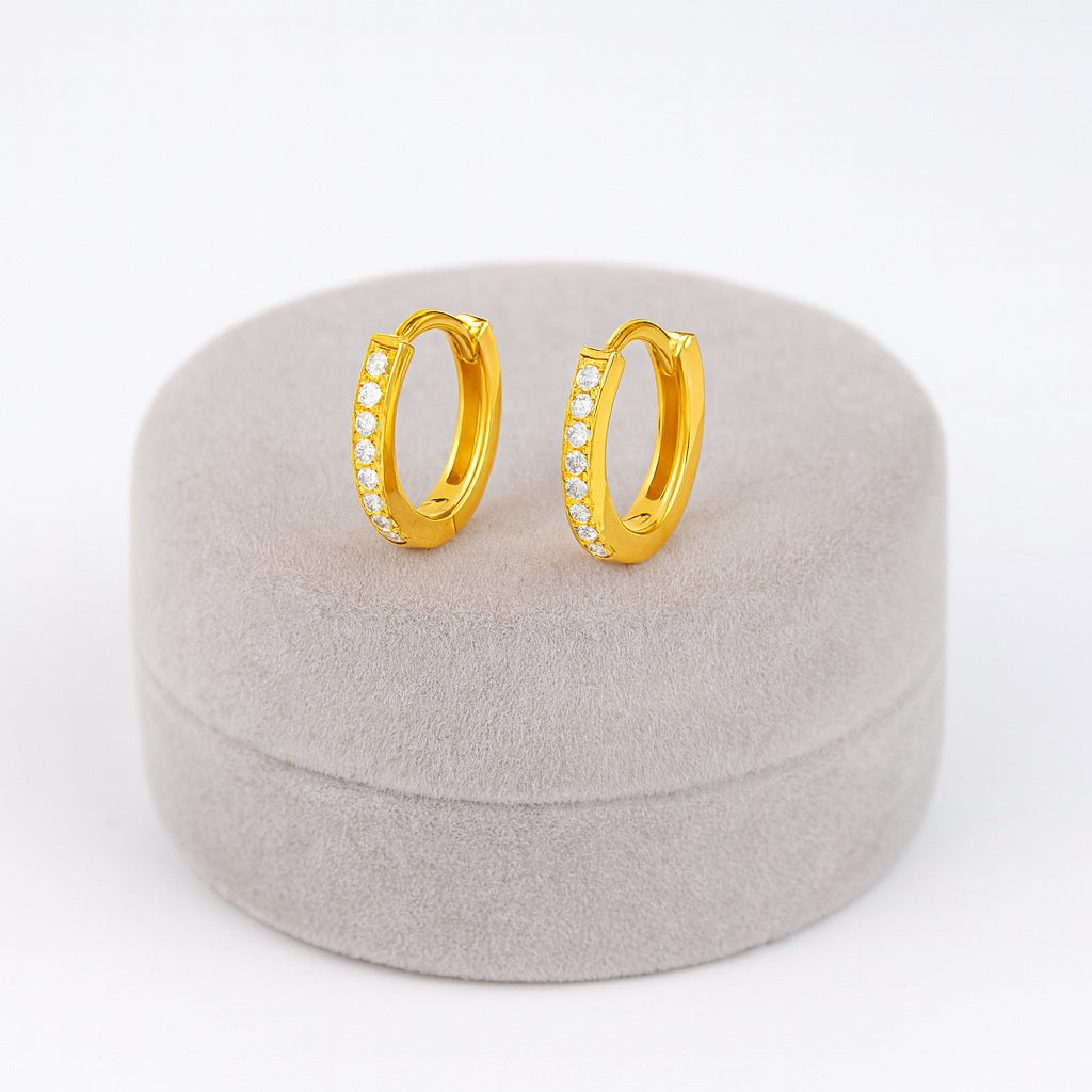 Classic Pavé Hoop Earrings – Sterling Silver Gold Plated-3