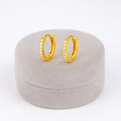 Classic Pavé Hoop Earrings – Sterling Silver Gold Plated-3
