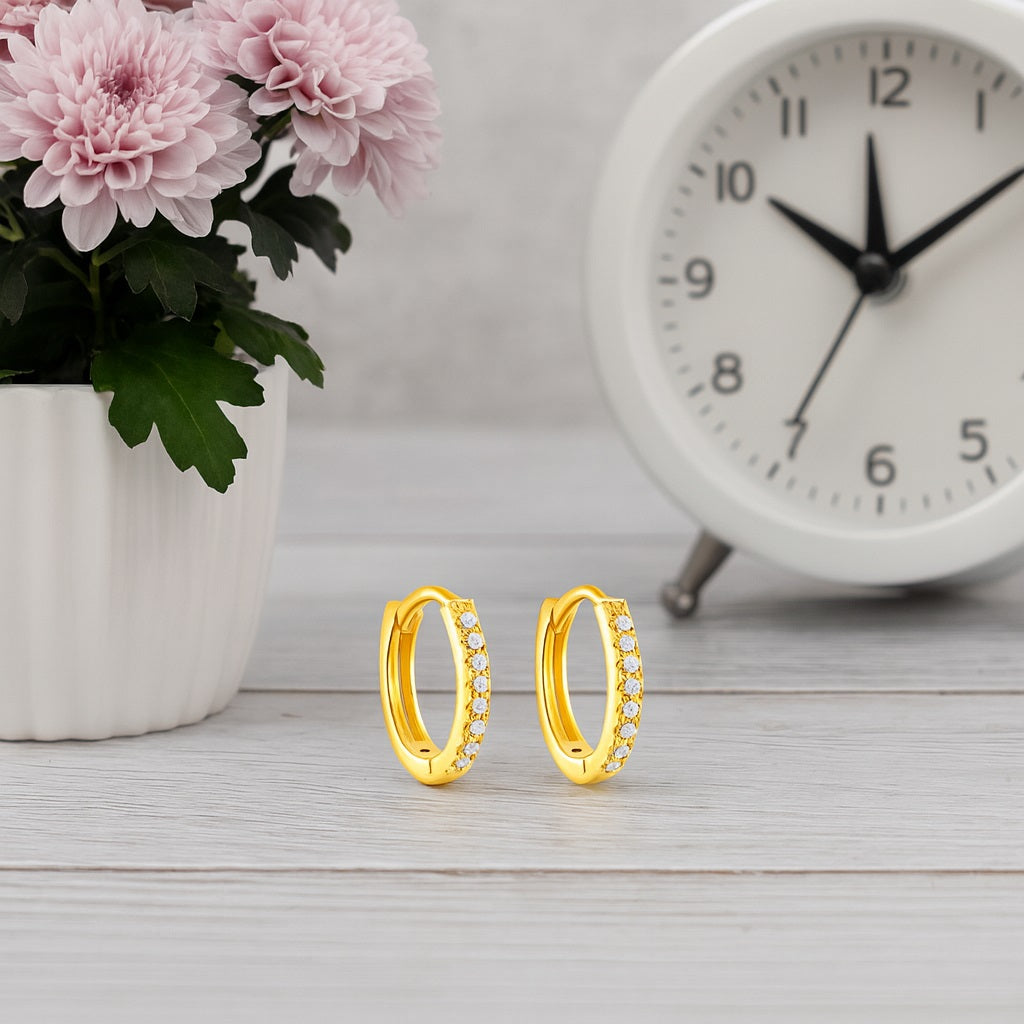 Classic Pavé Hoop Earrings – Sterling Silver Gold Plated-4