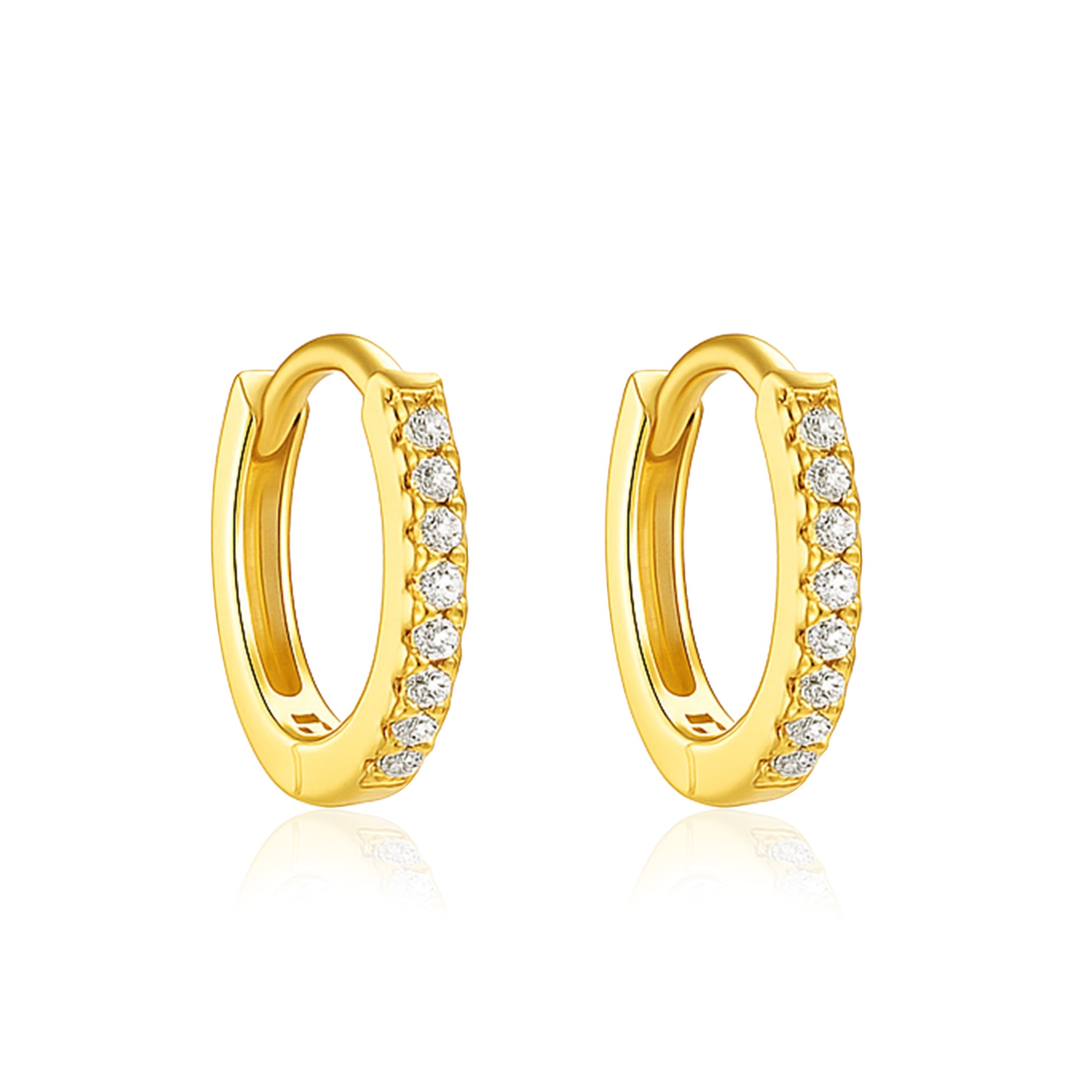 Classic Pavé Hoop Earrings – Sterling Silver Gold Plated-0