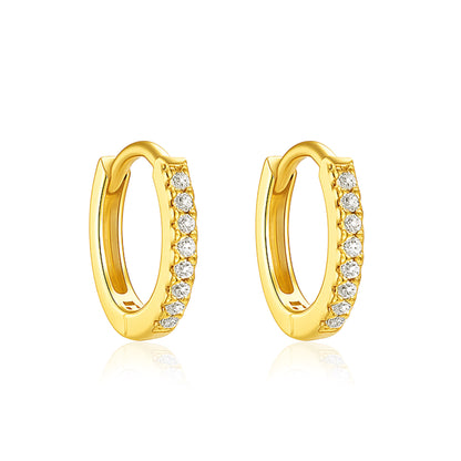 Classic Pavé Hoop Earrings – Sterling Silver Gold Plated-0