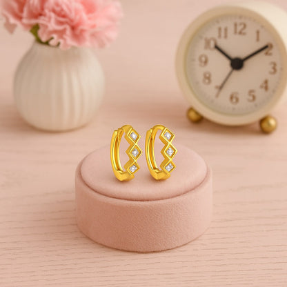 Geometric Chevron Hoop Earrings – Sterling Silver Gold Plated-3