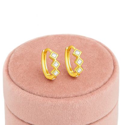 Geometric Chevron Hoop Earrings – Sterling Silver Gold Plated-4