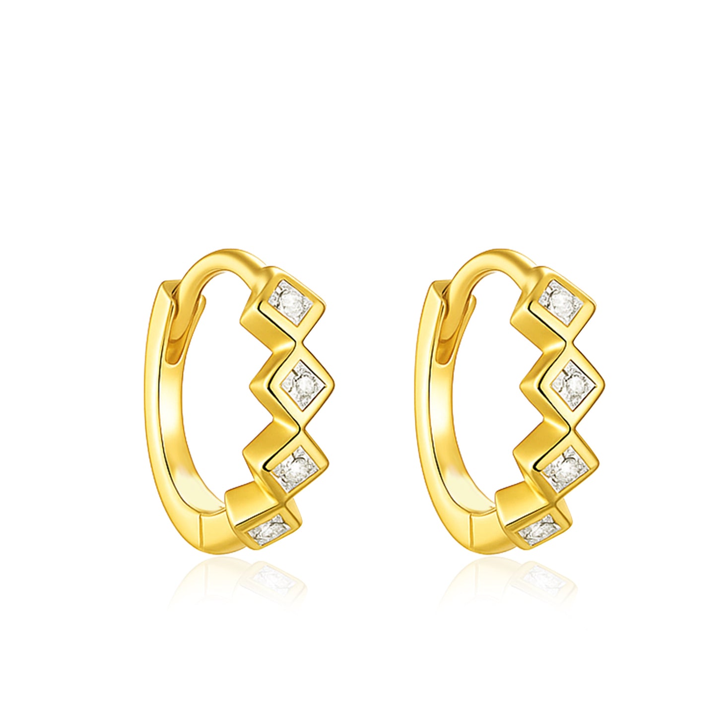 Geometric Chevron Hoop Earrings – Sterling Silver Gold Plated-0