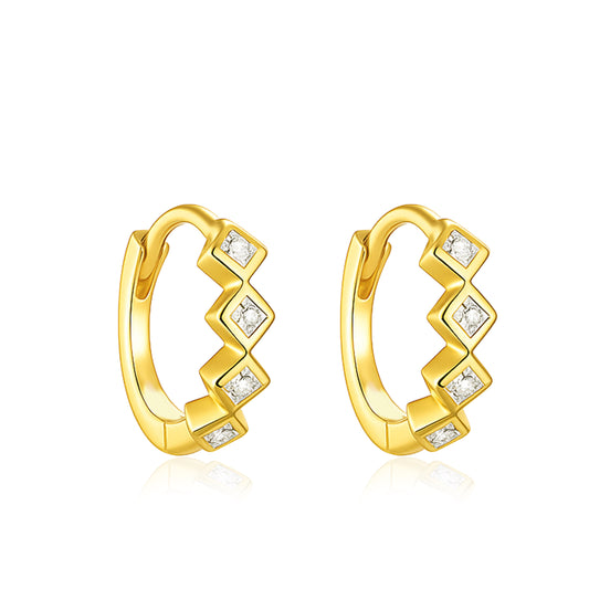 Geometric Chevron Hoop Earrings – Sterling Silver Gold Plated-0