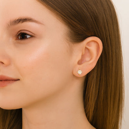 Classic Solitaire Stud Earrings – Sterling Silver Gold Plated-0