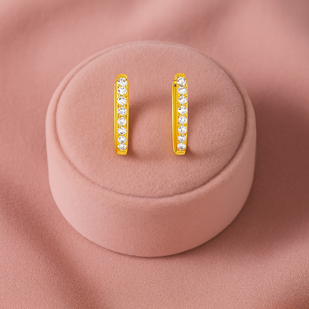 Classic Pavé Huggie Hoop Earrings – Sterling Silver Gold Plated-2