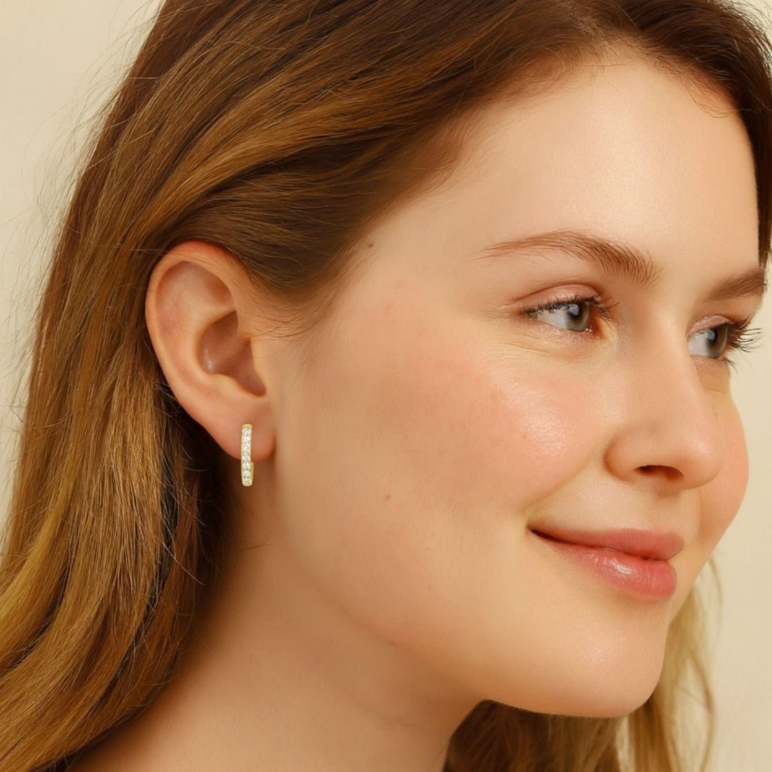 Sparkle Huggie Hoop Earrings – Sterling Silver Gold Plated-1