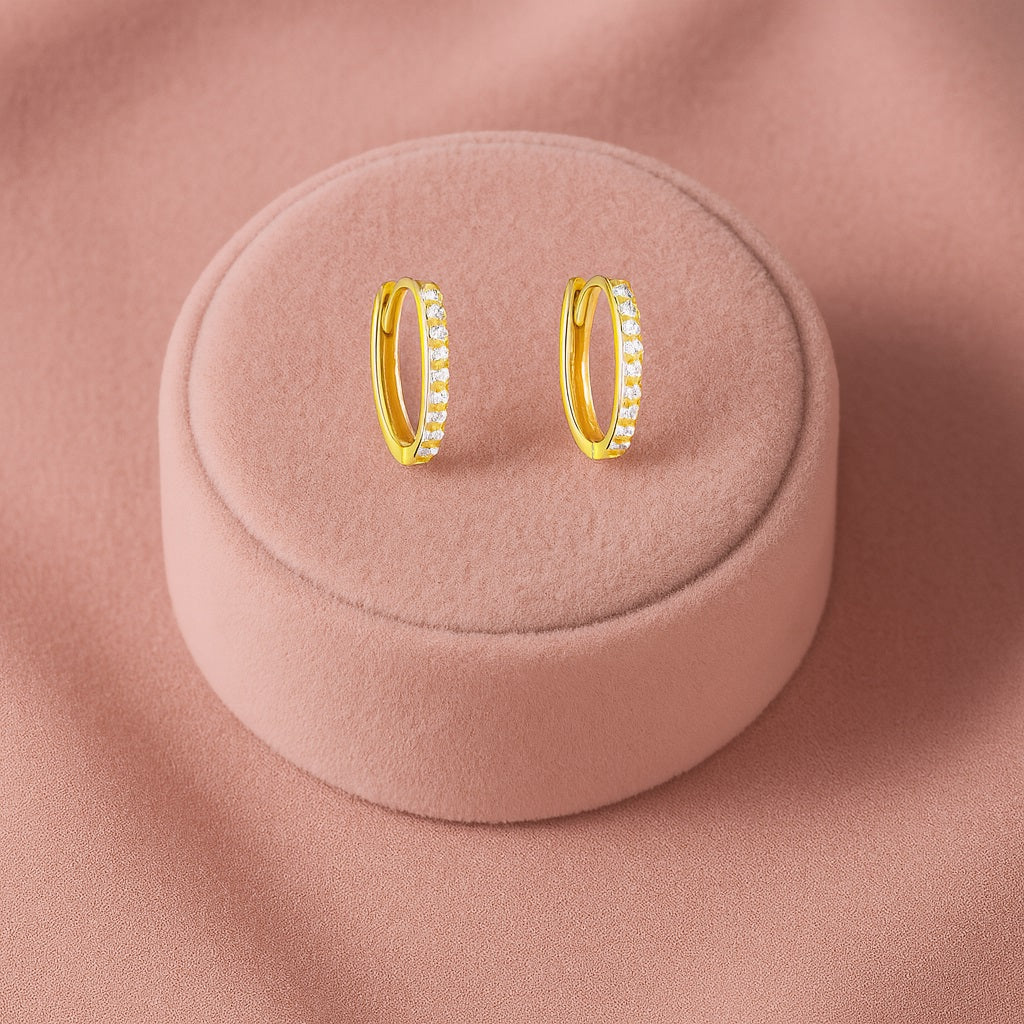 Sparkle Huggie Hoop Earrings – Sterling Silver Gold Plated-2