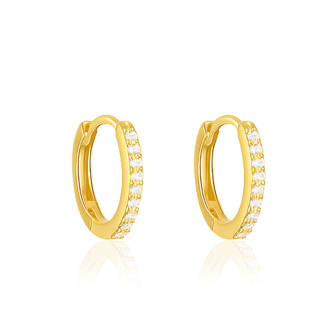 Sparkle Huggie Hoop Earrings – Sterling Silver Gold Plated-0