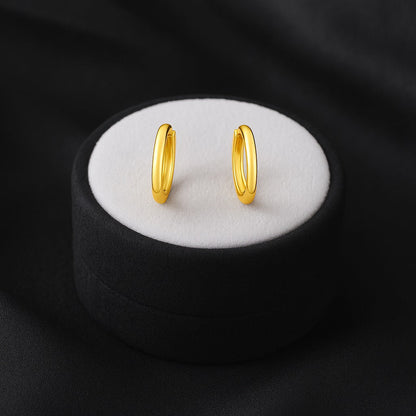 Classic Everyday Essential Plain Huggie Hoop Earrings - Sterling Silver Yellow Plated-3