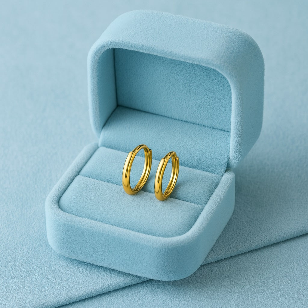 Classic Everyday Essential Plain Huggie Hoop Earrings - Sterling Silver Yellow Plated-4