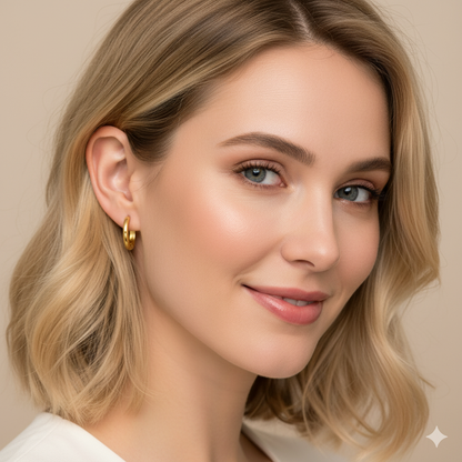 Classic Everyday Essential Plain Huggie Hoop Earrings - Sterling Silver Yellow Plated-1