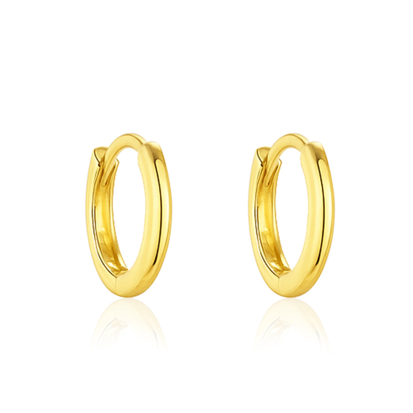 Classic Everyday Essential Plain Huggie Hoop Earrings - Sterling Silver Yellow Plated-0