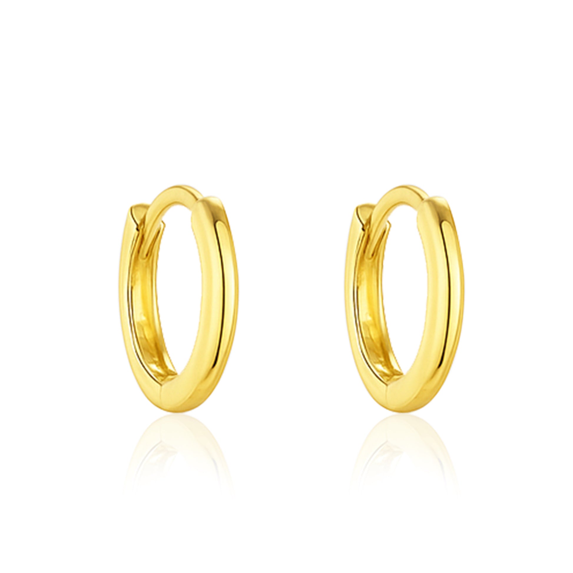 Classic Everyday Essential Plain Huggie Hoop Earrings - Sterling Silver Yellow Plated-0