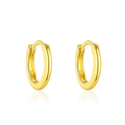 Classic Everyday Essential Plain Huggie Hoop Earrings - Sterling Silver Yellow Plated-0