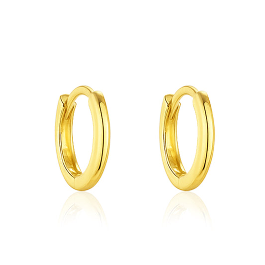 Classic Everyday Essential Plain Huggie Hoop Earrings - Sterling Silver Yellow Plated-0