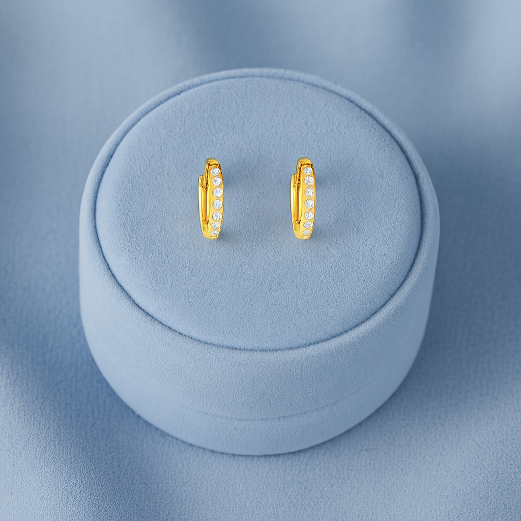 Classic Pavé Huggie Hoop Earrings - Sterling Silver Yellow Plated-2