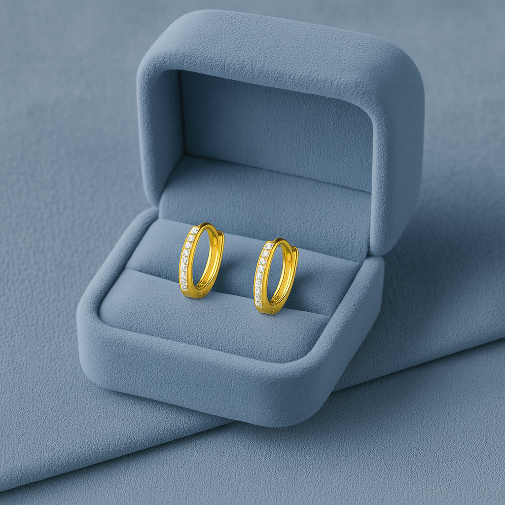 Mini Sleek Pavé Huggie Hoop Earrings - Sterling Silver Yellow Plated-2