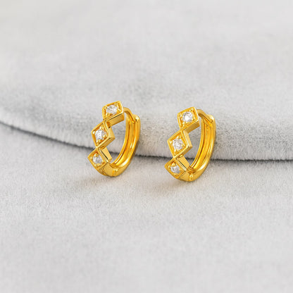 Geometric Chevron Hoop Earrings – Sterling Silver Gold Plated-2