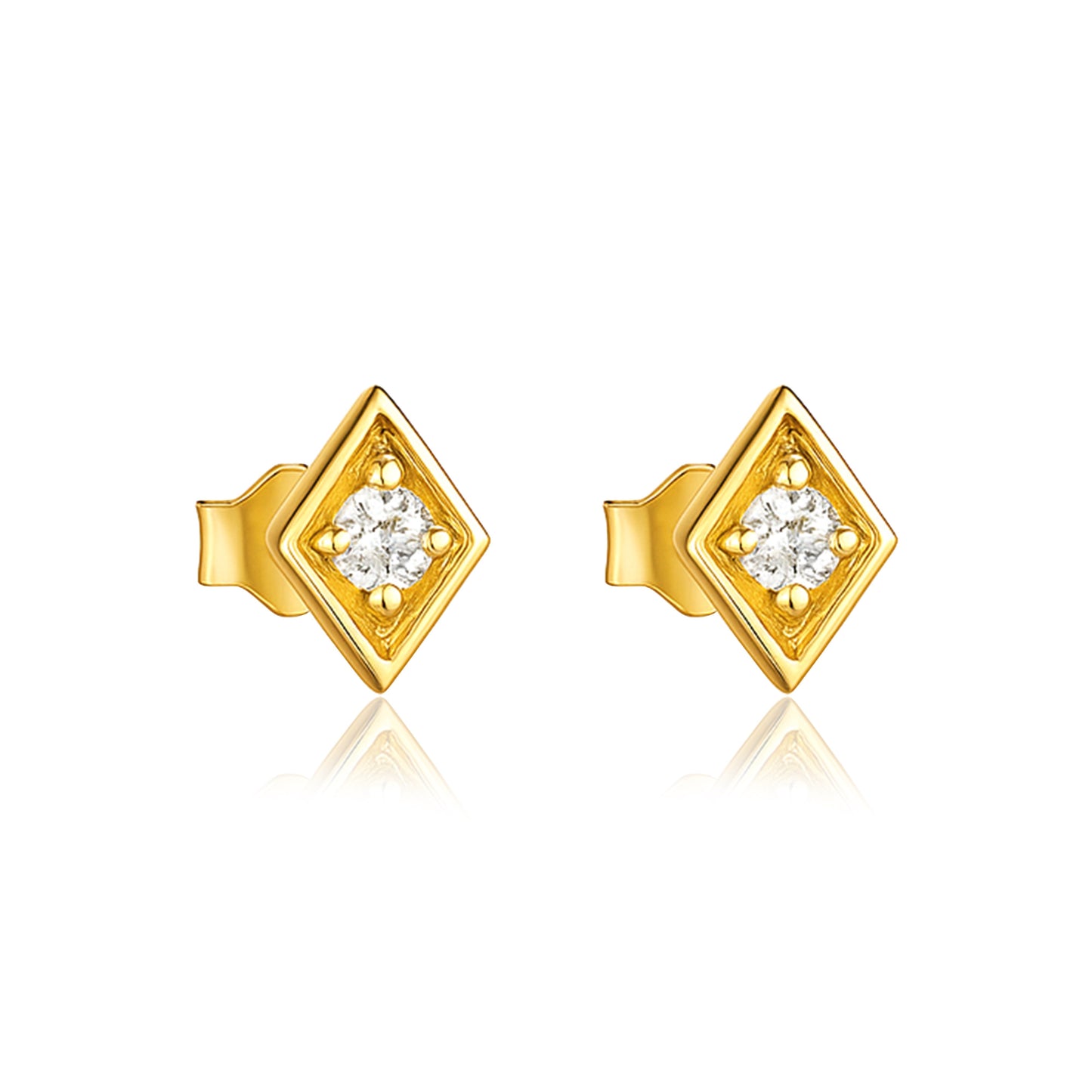 geometric Stud Earrings – Sterling Silver Gold Plated-0