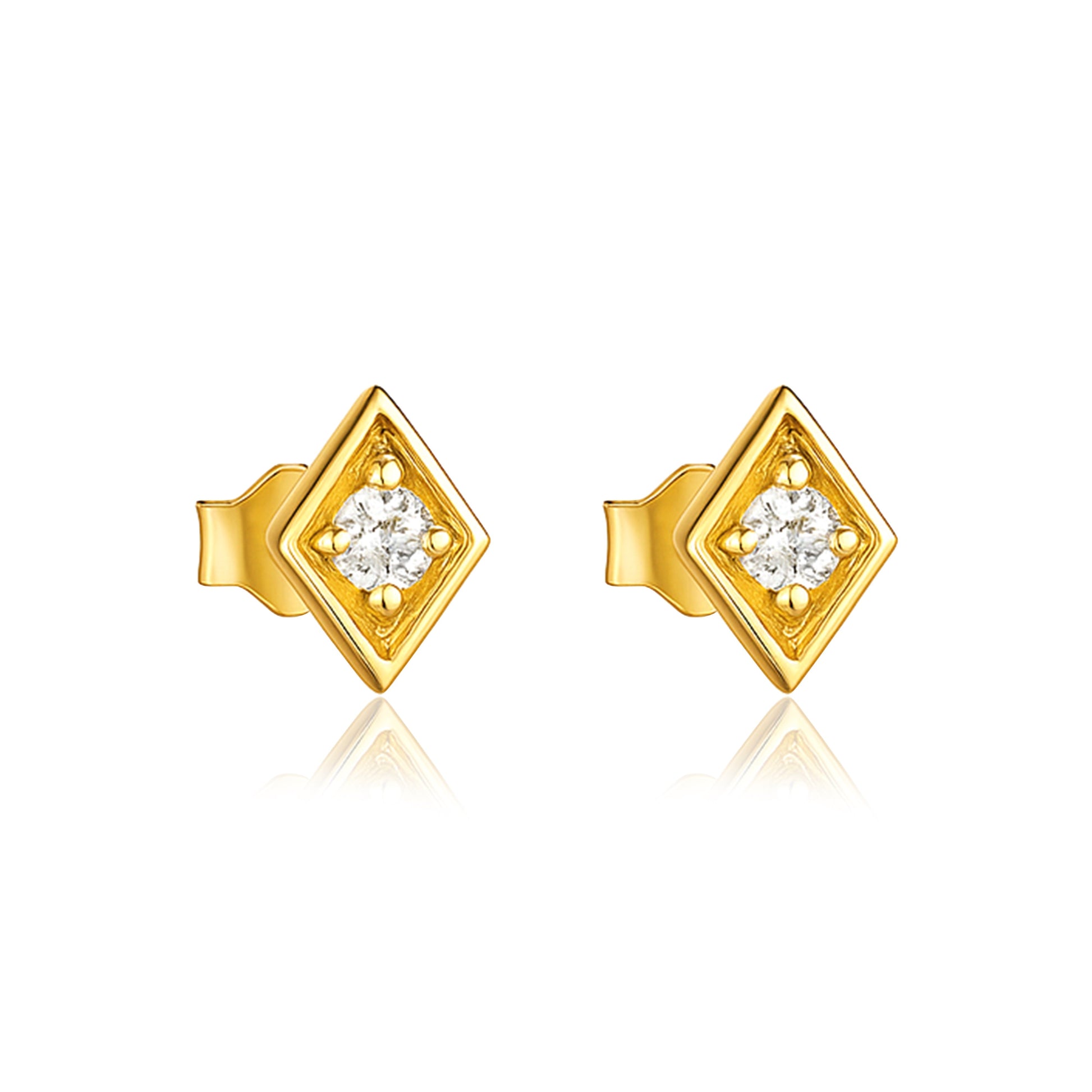 geometric Stud Earrings – Sterling Silver Gold Plated-0