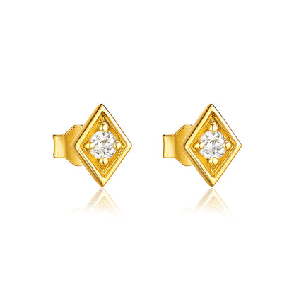 geometric Stud Earrings – Sterling Silver Gold Plated-0