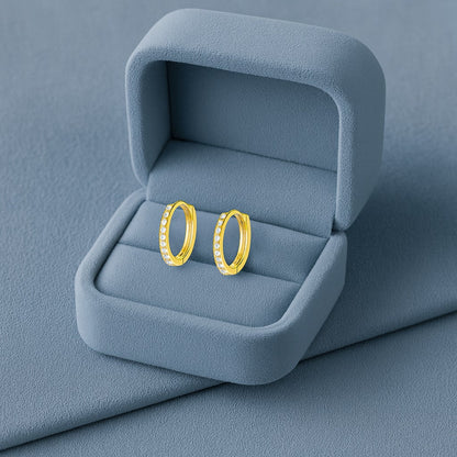 Classic Pavé Huggie Hoop Earrings - Sterling Silver Yellow Plated-2