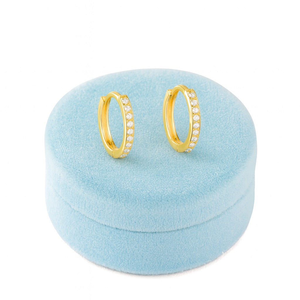 Classic Pavé Huggie Hoop Earrings - Sterling Silver Yellow Plated-3