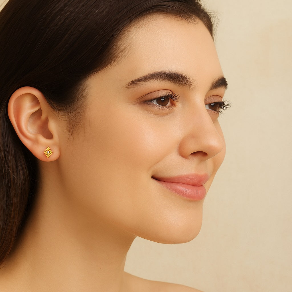geometric Stud Earrings – Sterling Silver Gold Plated-1