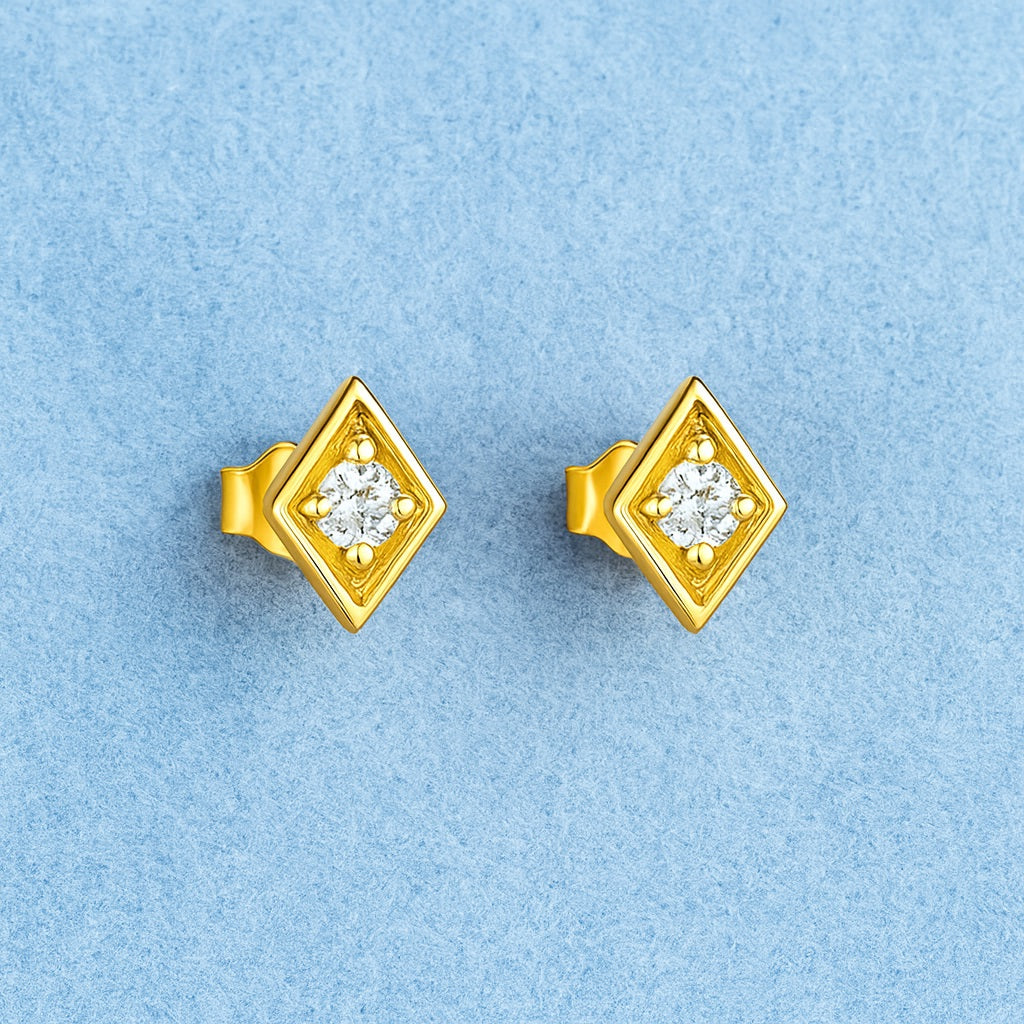geometric Stud Earrings – Sterling Silver Gold Plated-2