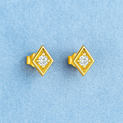 geometric Stud Earrings – Sterling Silver Gold Plated-2