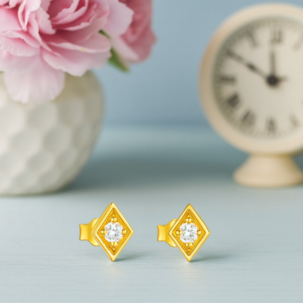 geometric Stud Earrings – Sterling Silver Gold Plated-3