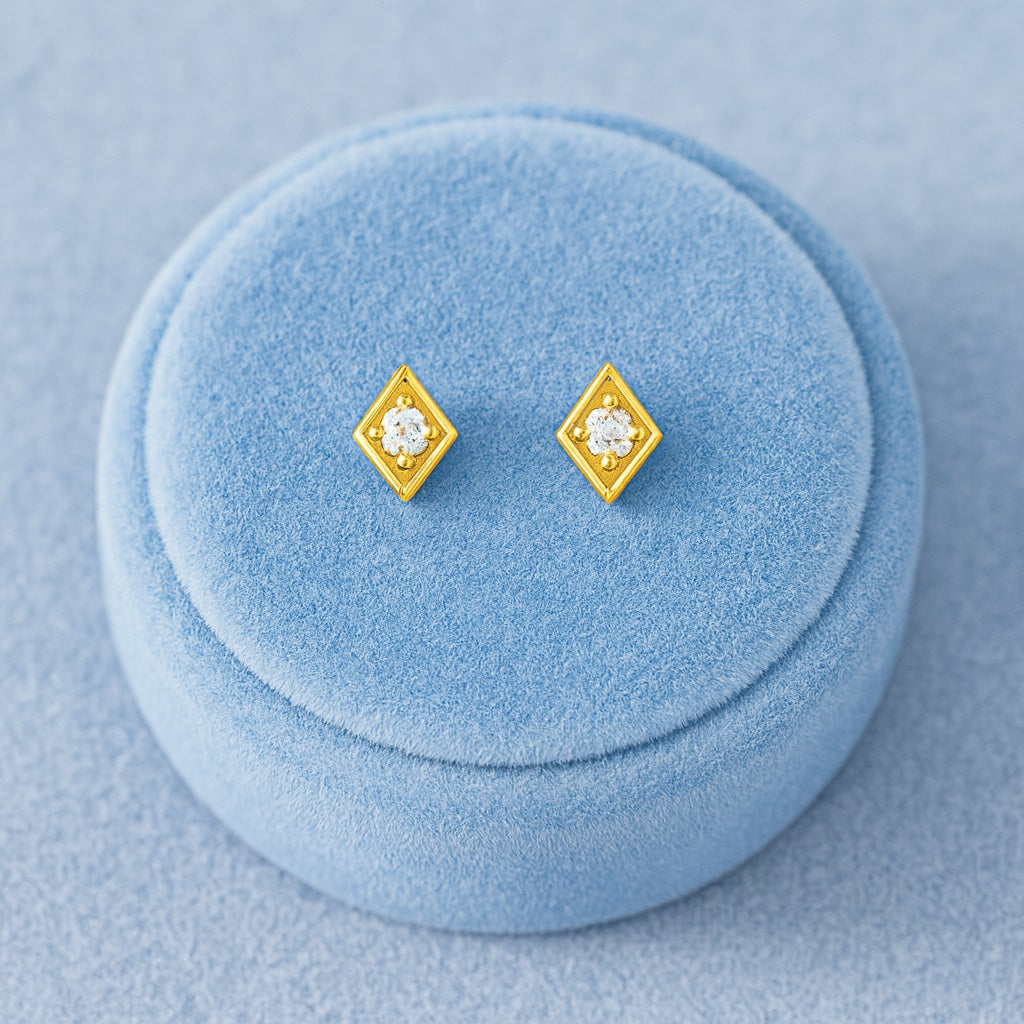geometric Stud Earrings – Sterling Silver Gold Plated-4