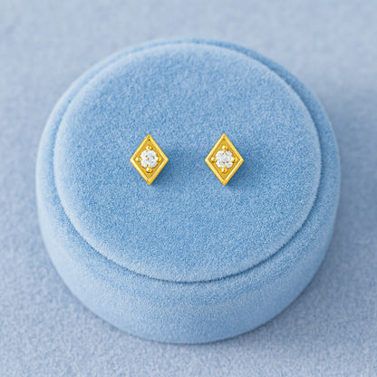 geometric Stud Earrings – Sterling Silver Gold Plated-4