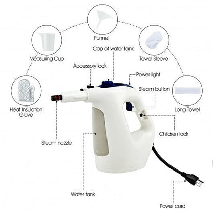 1400W Multipurpose Pressurized Steam Cleaner With 17 Pieces Accessories-Gray-3