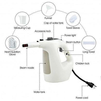 1400W Multipurpose Pressurized Steam Cleaner With 17 Pieces Accessories-Gray-8