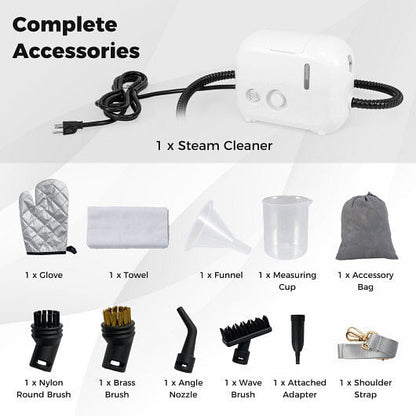 1500W Portable Steam Cleaner with 34 oz Water Tank-White-3