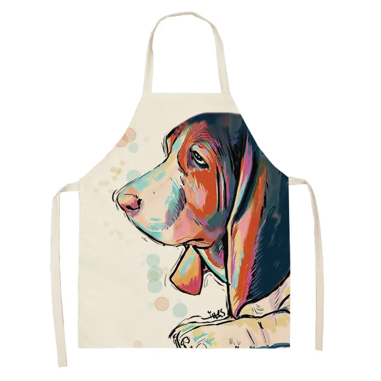 Nordic Polyester Dog Print Apron for Adults