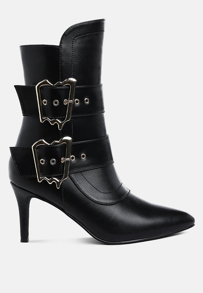 Ebera Chunky Buckle Strap Ankle Boots-5
