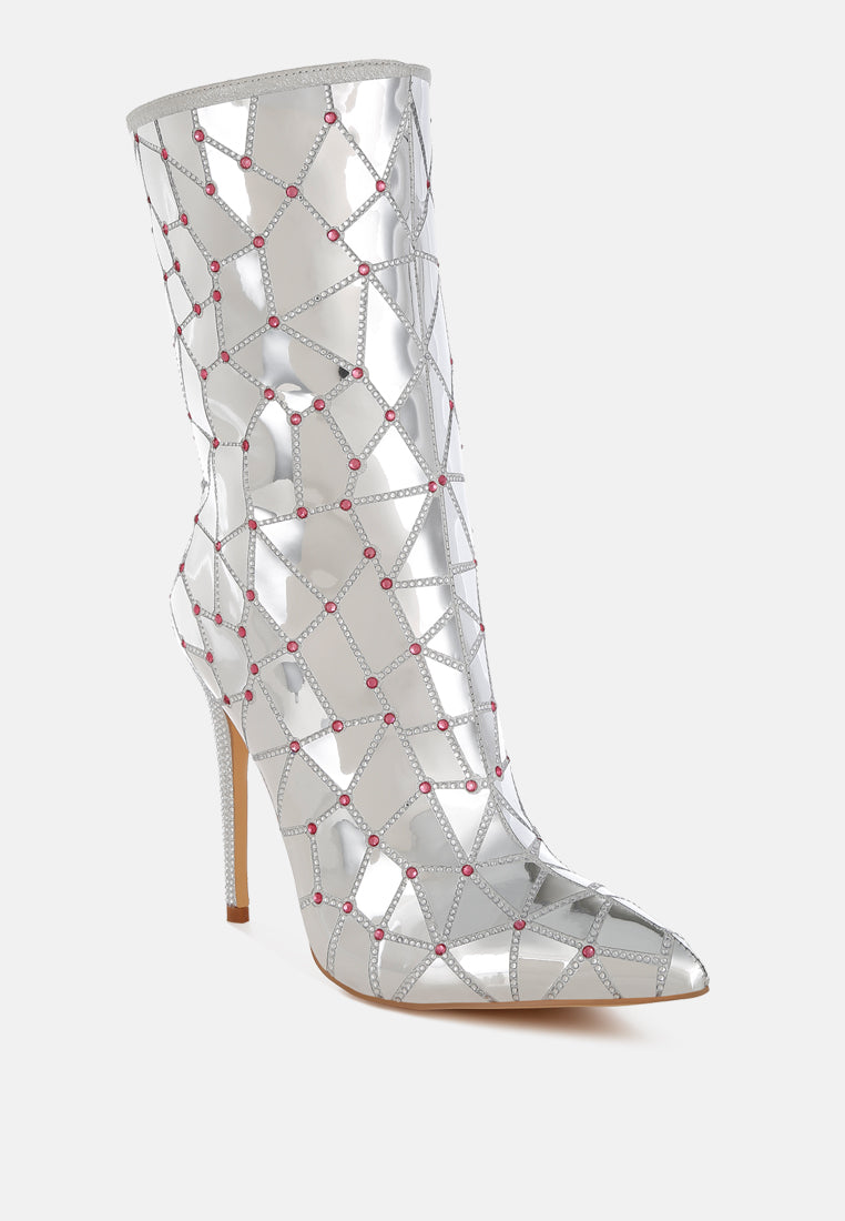 Echostage Rhinestones Embellished Metallic Boots-2