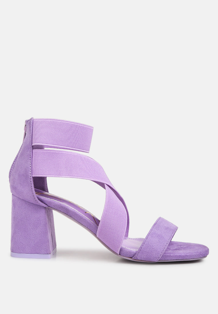 Elastic Strappy Block Heel Sandals-5