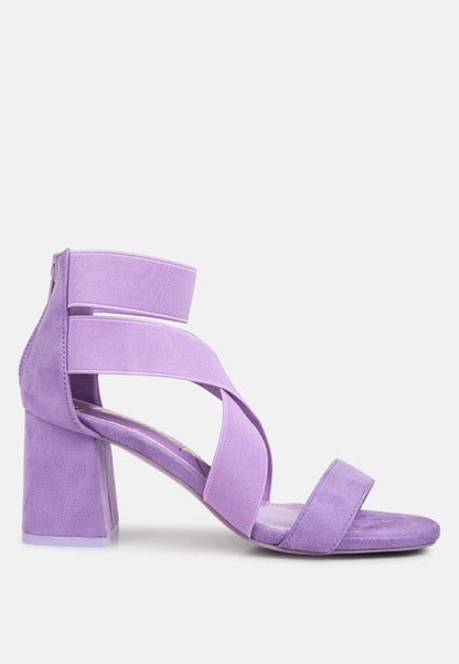 Elastic Strappy Block Heel Sandals-5